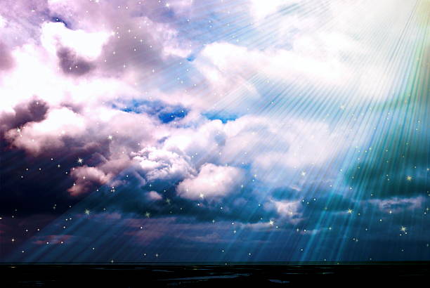 istock Magical Cloud with Light Beams and Stars Background, Filtered 472681216