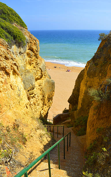 istock Steps down to Senhora Da Rocha Nova Beach in Portugal 472685600
