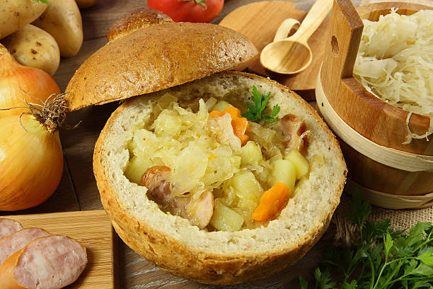 istock Cabbage soup in a loaf of bread 472686748