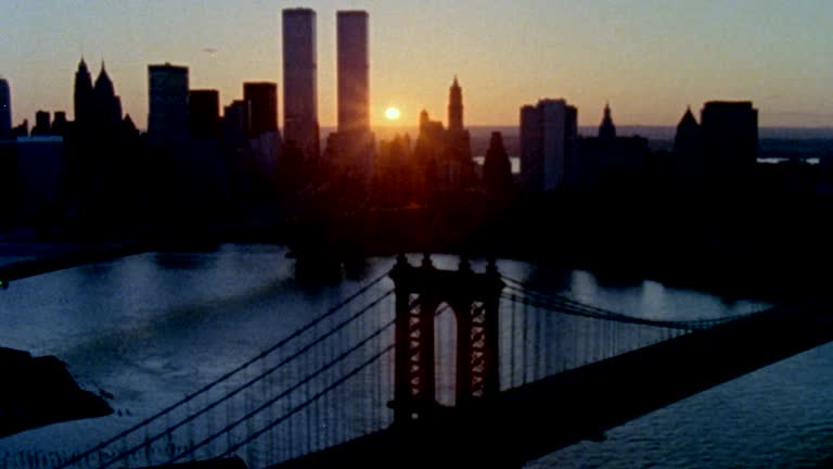 Aerial Skyline of New York City Circa 1985