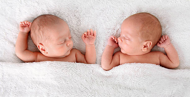 Newborn twins stock photo