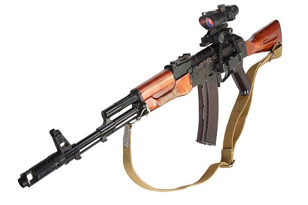 istock kalashnikov ak 47 with optic sight on white 472688396