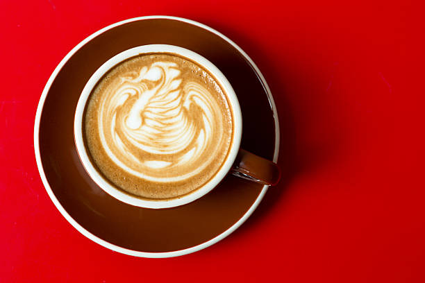 ホットラテ - latté coffee tray froth ストックフォトと画像