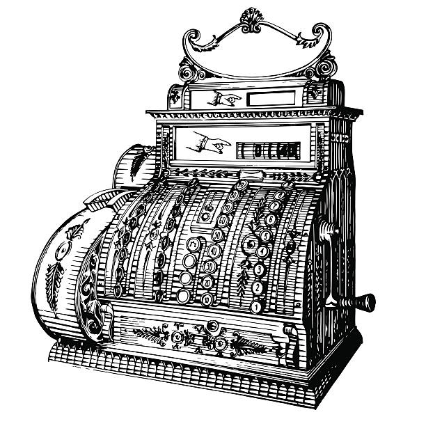 ilustracja wektorowa wklęsłego gotówki - cash register wealth coin currency stock illustrations