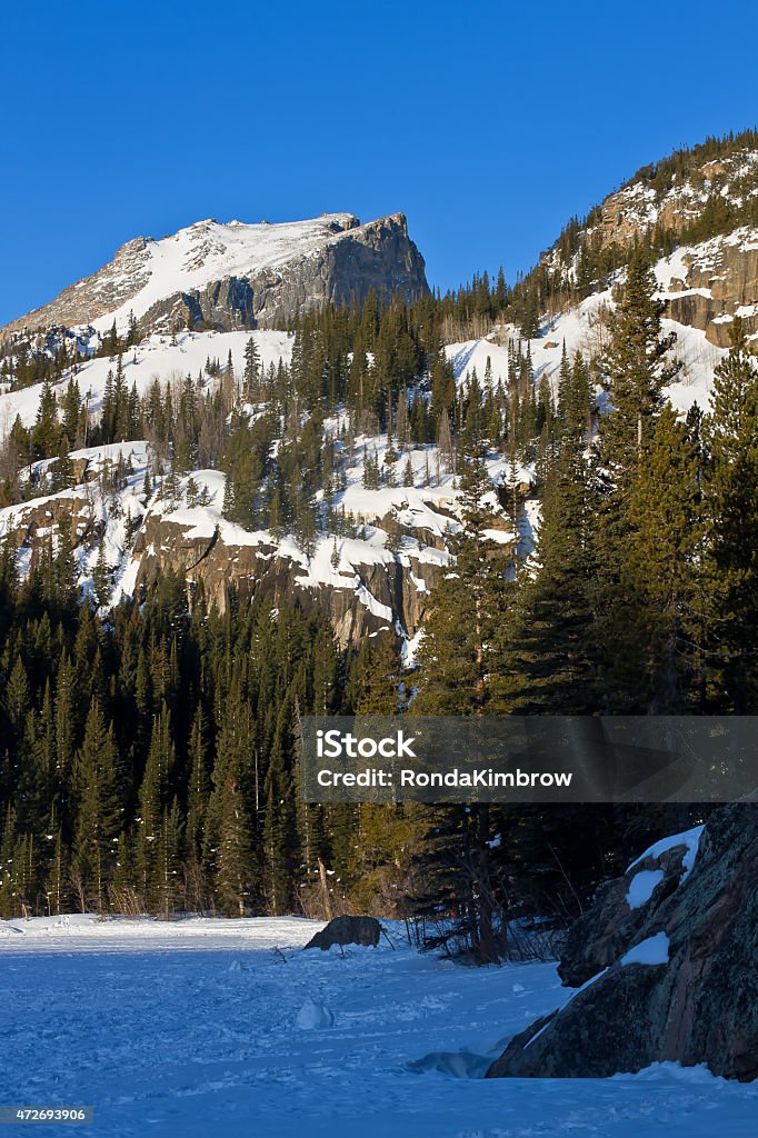 Hallet Peak in Rocky Mountain National Park in the Winter 2015 Stock Photo