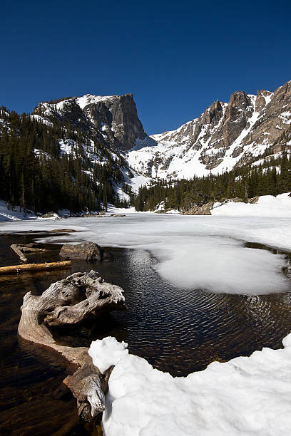 Hallet Peak and Dream Lake in Rocky Mountain national Park Hallet Peak and Dream Lake in Rocky Mountain national Park hallett peak stock pictures, royalty-free photos & images