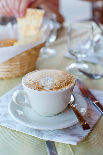 istock Delicious and tasty cappuccino for breakfast at cafe 472693952