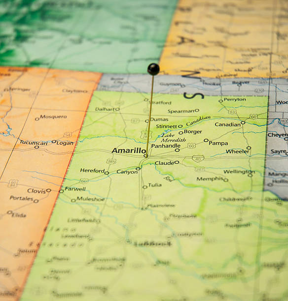 istock Macro Travel Road Map Of Amarillo Texas 472694470