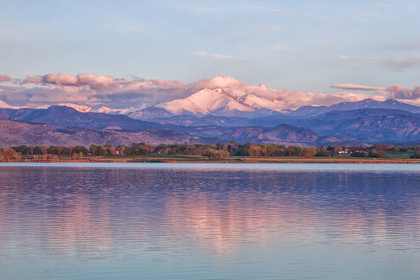 istock Sunrise on Long's peak and McIntosh Lake Colorado 472696080