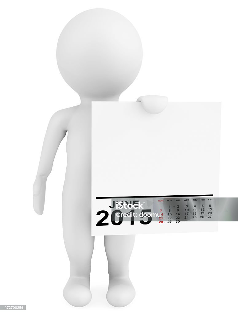 Character holding calendar June 2015 Character holding calendar June 2015 on a white background 2015 Stock Photo