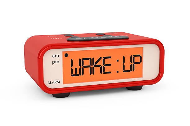 istock Modern Digital Alarm Clock with Wake Up Sign 472700512