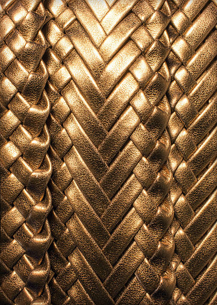 istock golden  background with textured leather braided 472700698