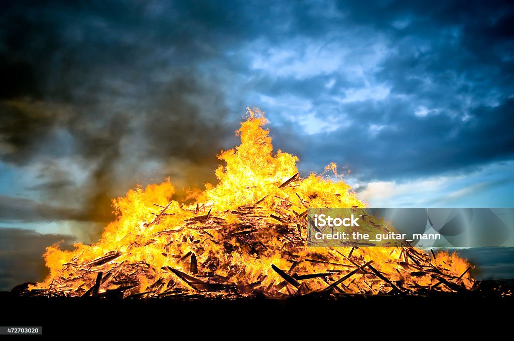 bonfire Huge bonfire burning at sunset. Guy Fawkes Stock Photo