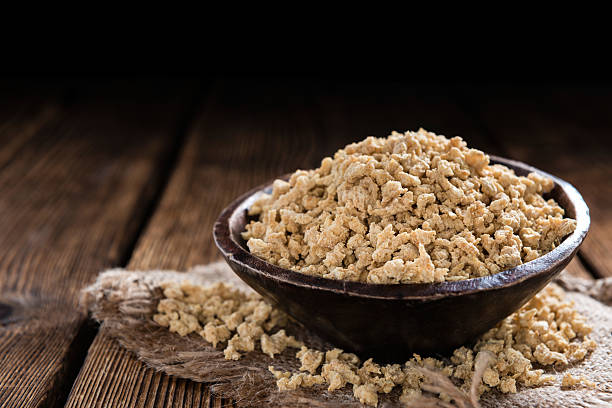istock Portion of Soy Meat (on wood) 472703060