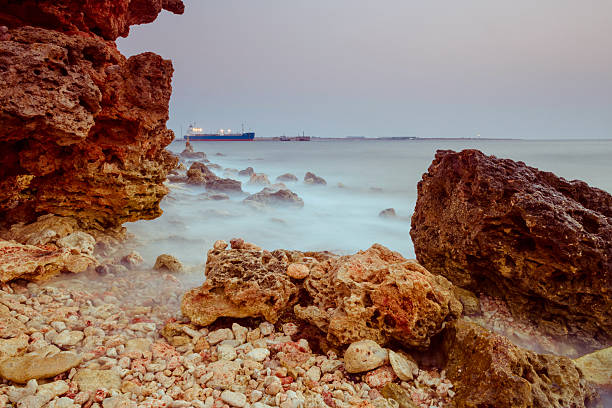 Evening on coast of Sevastopol stock photo