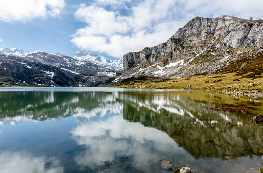 Fantastic lake Ercina, one of the famous lakes of Covadonga, Asturias , Spain