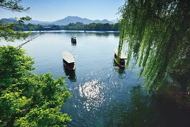 Beautiful west-lake in the sunny day, Hangzhou, China. 