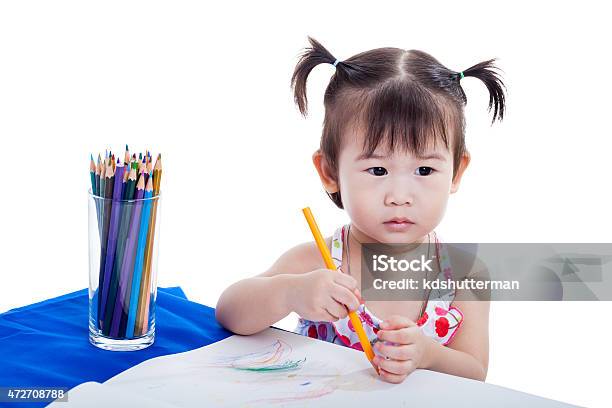 Child Imagine To Draw Picture Stock Photo - Download Image Now - 2-3 Years, 2015, Activity