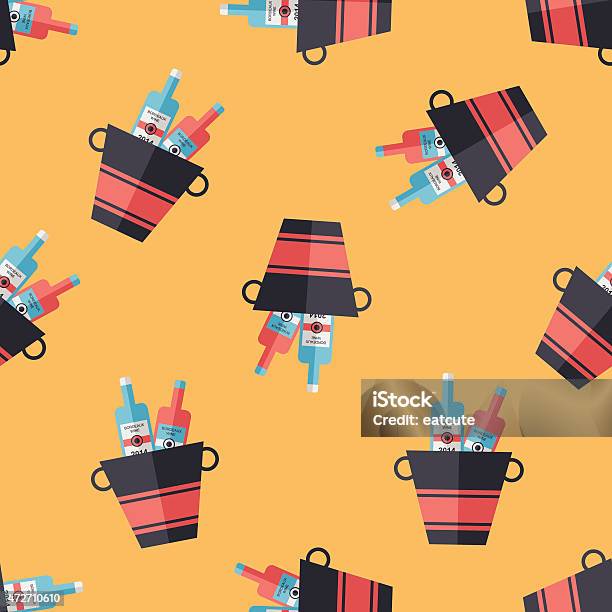 Ice Bottle Flat Icon Eps10 Seamless Pattern Background Stock Illustration - Download Image Now