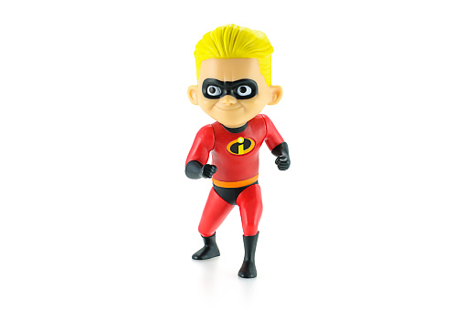 Bangkok, Thailand - May 5, 2015: Dashiell Robert Parr figure toy character from Disney Pixar animated film The Incredibles. There are plastic toy sold as part of the McDonald's Happy meals.