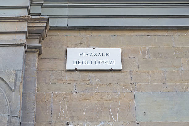 istock Piazzale degli Uffizi marble sign 472714200