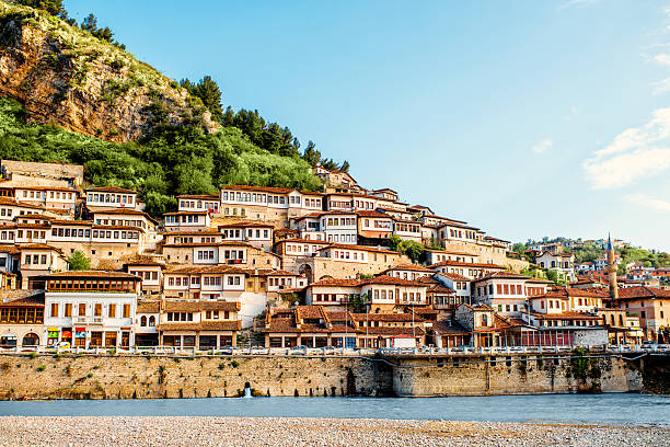 Berat city Historic city of Berat in Albania, World Heritage Site by UNESCO berat stock pictures, royalty-free photos & images