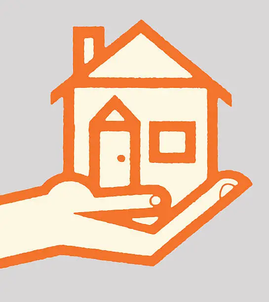 Vector illustration of Hand Holding House