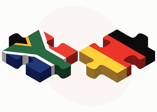 illustrazioni stock, clip art, cartoni animati e icone di tendenza di sud africa e germania flags in puzzle - south africa africa african music african descent