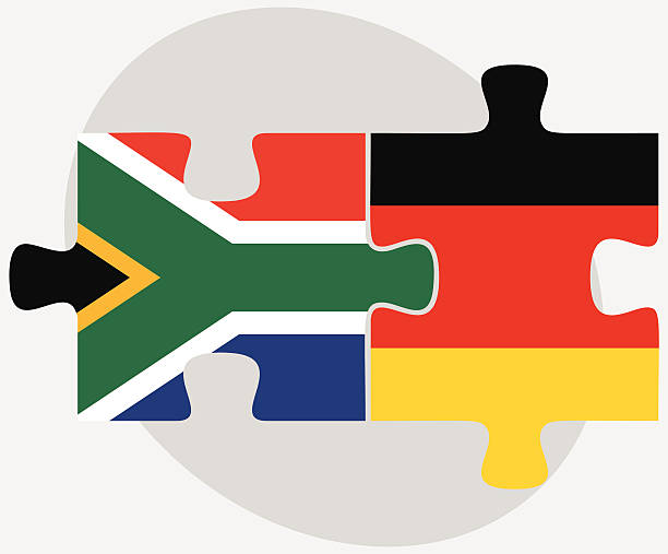 ilustraciones, imágenes clip art, dibujos animados e iconos de stock de sudáfrica y alemania flags en puzzle - south africa africa african music african descent