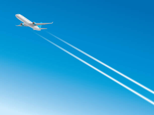 ilustrações de stock, clip art, desenhos animados e ícones de alta altitude aeronaves - airplane taking off sky commercial airplane