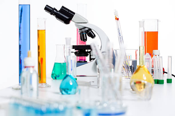 istock Chemical scientific laboratory stuff test tube flask 472719250