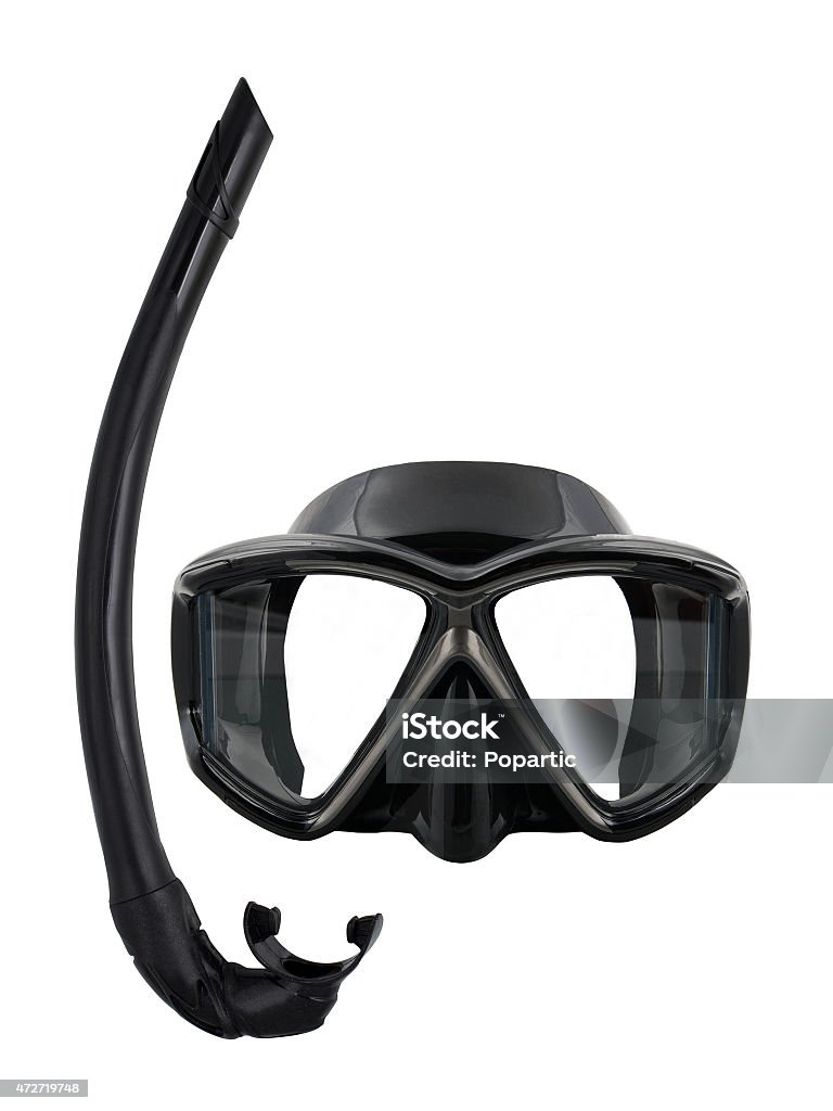 Diving mask and snorkel Diving set - mask and snorkel, studio shot isolated on white background. Scuba Mask Stock Photo
