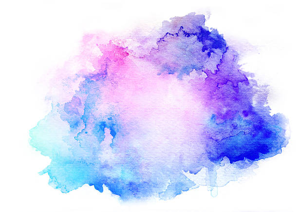 インクブルーの水彩バックグラウンド - 水彩画 ストックフォトと画像