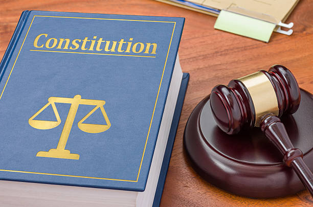istock Law book with a gavel - Constitution 472720238