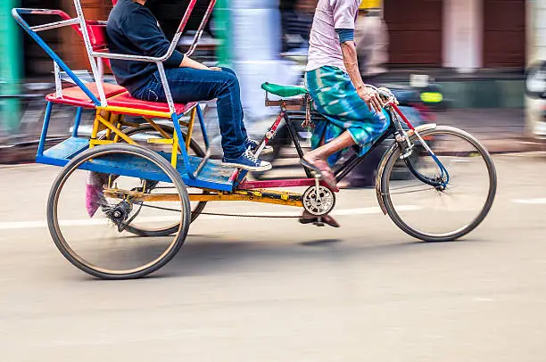 Rickshaw in Old Delhi, India - Motion blur, panning