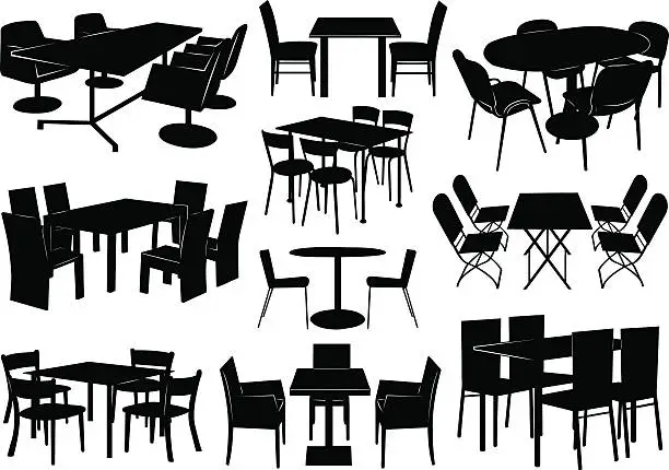 Vector illustration of Tables and chairs