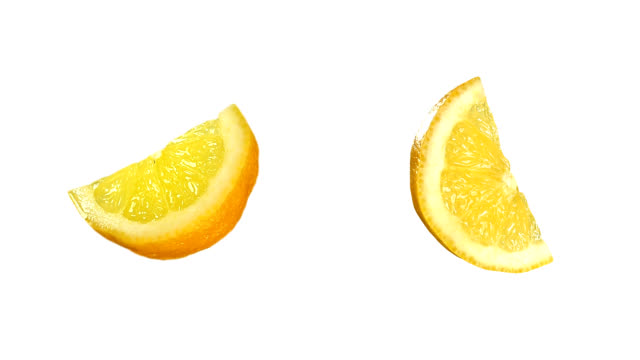 Quarter of lemon isolated on white. Luma included.