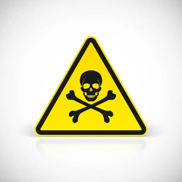 Vector illustration of Skull and crossbones warning hazard sign