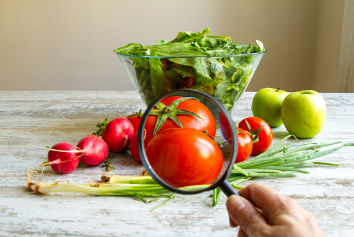 Analysing food, pesticides free vegetables