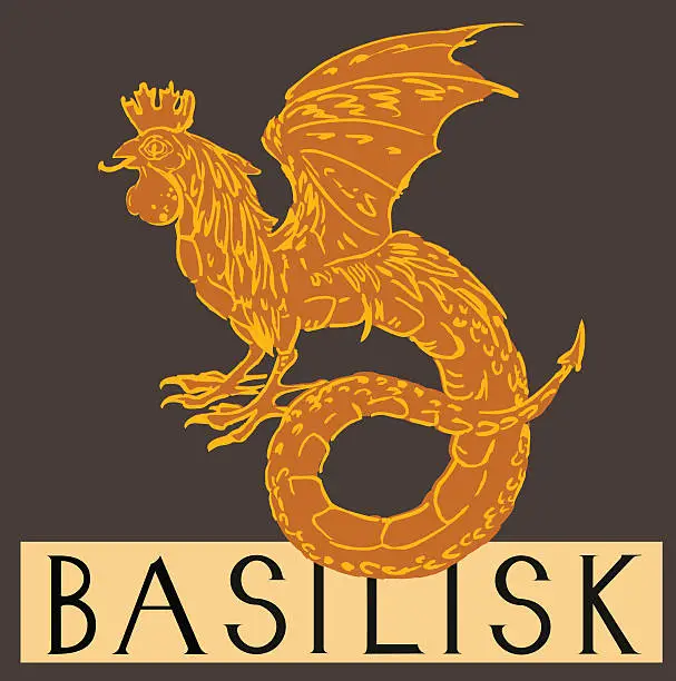 Vector illustration of Basilisk with title