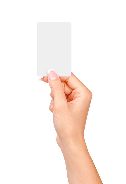 istock Female hand with a blank card 472782342