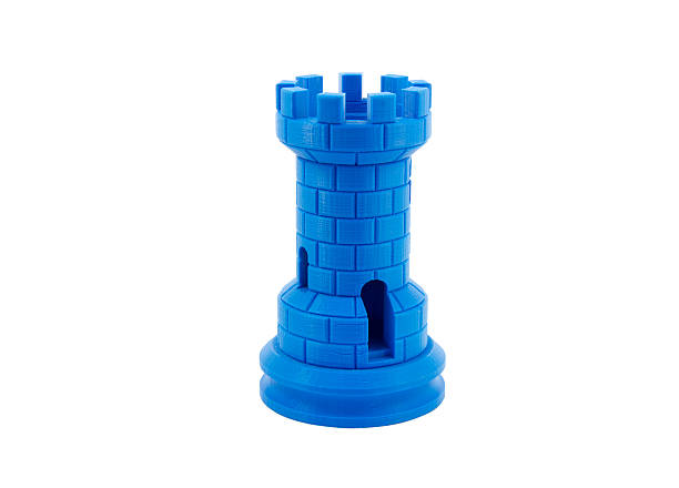 3D Printed Model Of A Castle Plastic Model Created Using 3d Printer, Isolated On White Background chess rook stock pictures, royalty-free photos & images