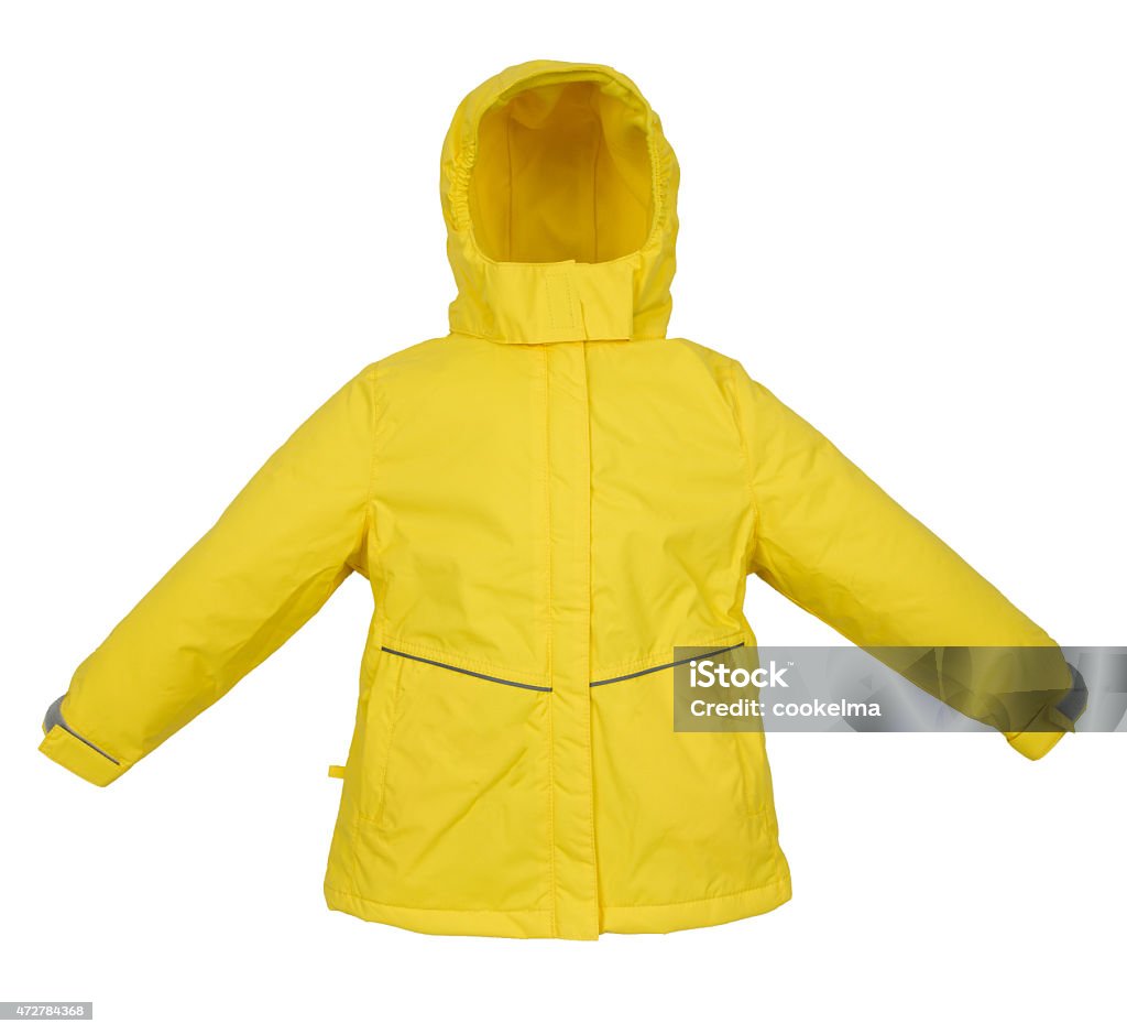 Warm jacket isolated Childrens Winter warm jacket isolated on white background 2015 Stock Photo