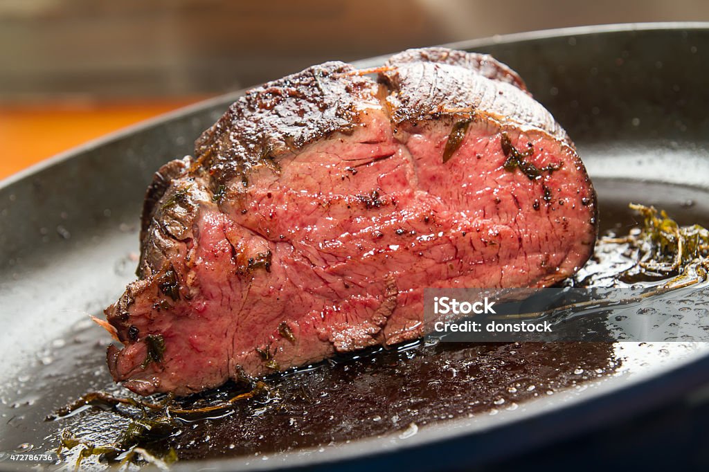 Fillet of beef in pan Beef fillet in pan Pot Roast Stock Photo