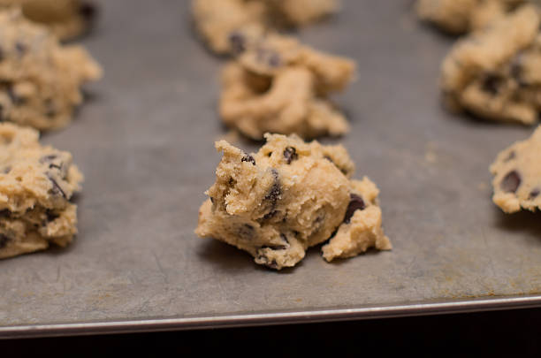 istock Chocolate Chip Cookie dough on cookie tray 472787286