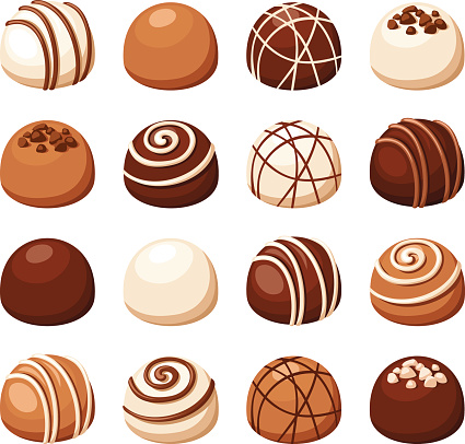 Vector set of chocolate candies isolated on a white background.