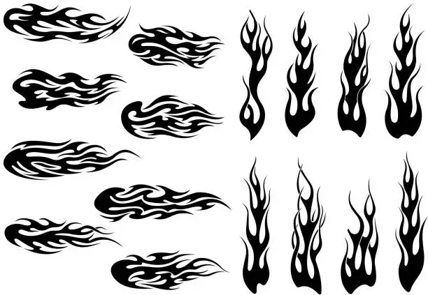 Vector illustration of Tribal black fire flames tattoo design