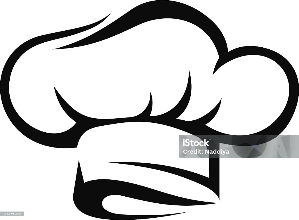 Chef hat. Vector black silhouette. Vector black silhouette of a chef hat isolated on a white background. Chef's Hat stock vector