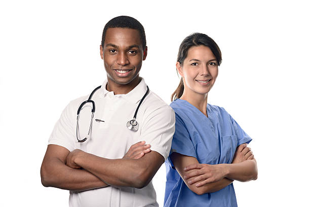 istock African doctor with a smiling nurse 472800128