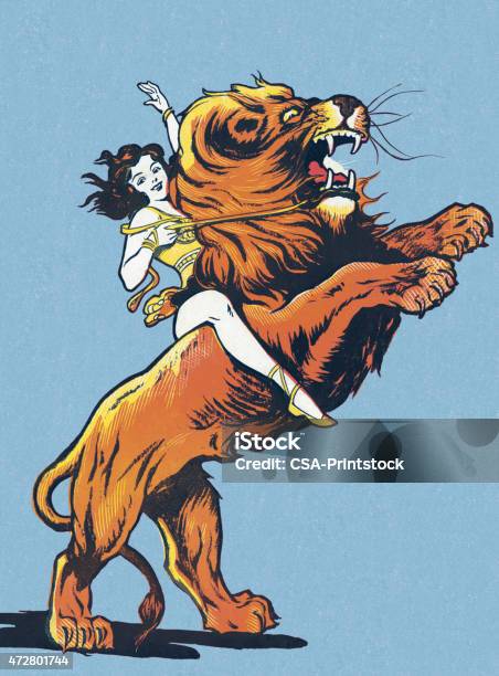 Circus Performer Stock Illustration - Download Image Now - Lion - Feline, Circus, Women